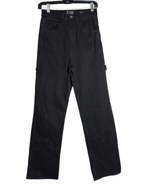 EVE Denim Carolyn High Rise Straight Leg Jeans Black Size 27 Pockets Cotton
